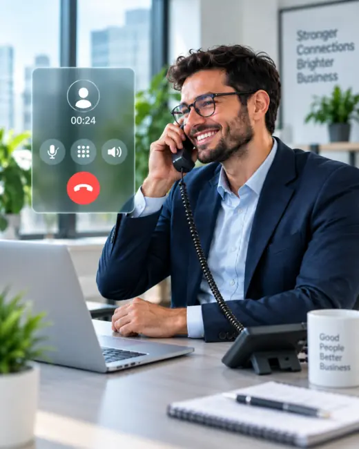 Business professional using VoIP calling