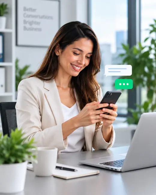 Professional using business text messaging